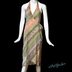 Sexy BCBG Snake Pattern Halter Wrap Dress